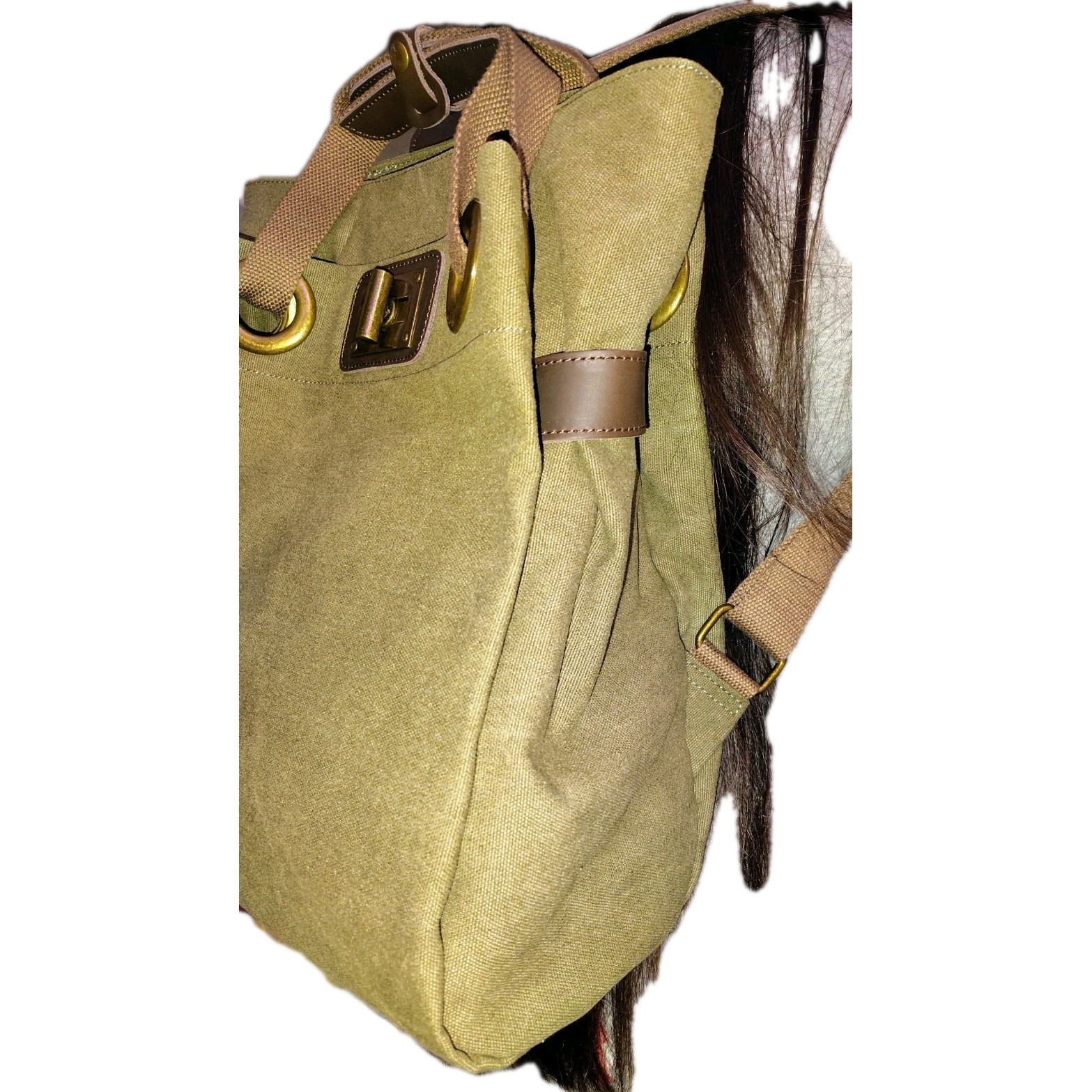 ZEDE Unisex Pont Des Arts Small Backpack – Olive- Green