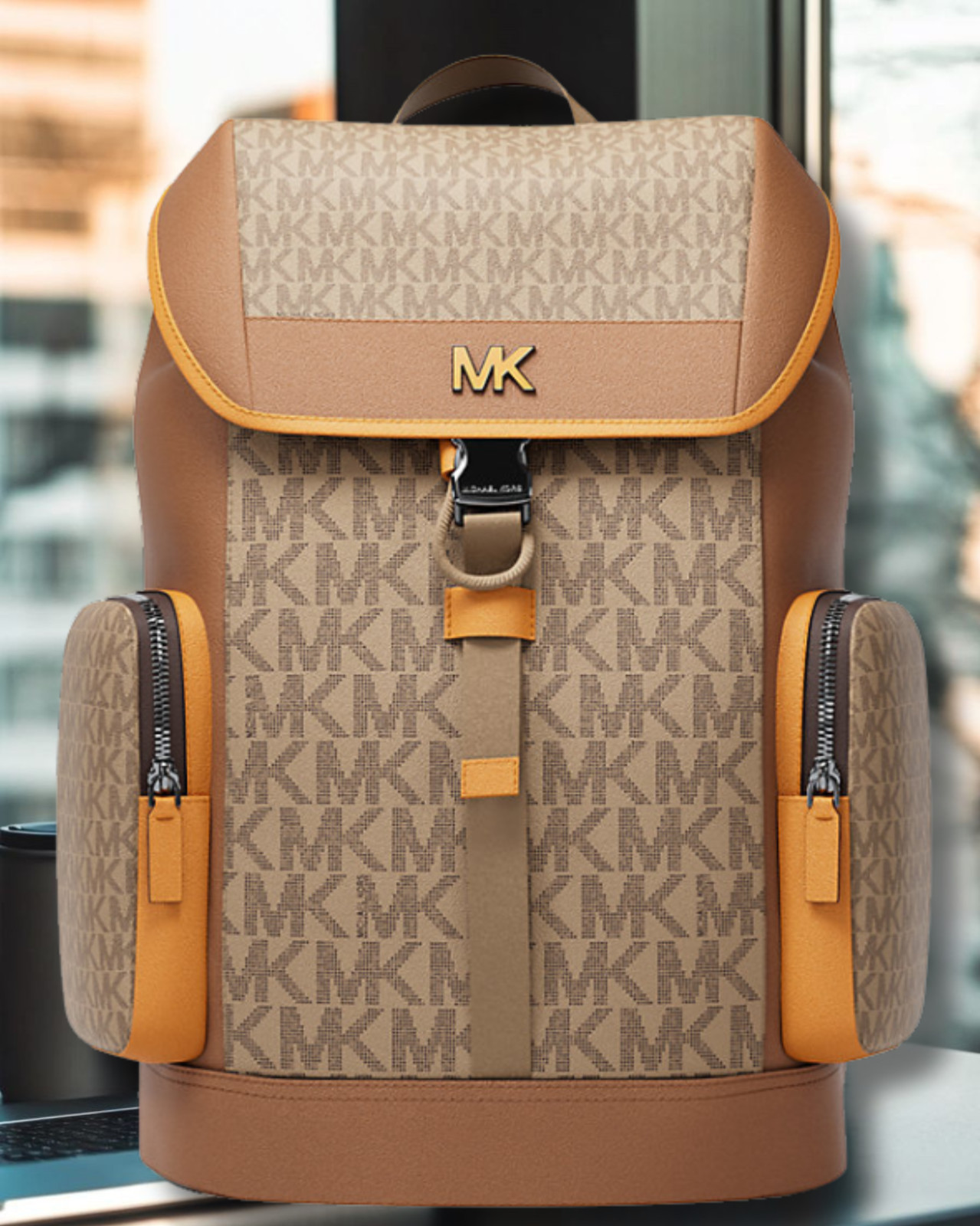 Michael Kors Cooper Men Medium Signature Logo Travel City Backpack For Vacation