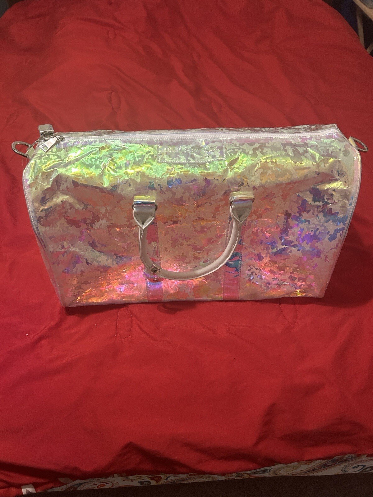 Holographic Iridescent Duffle Bag – Rainbow Reflective Gym/Travel Tote