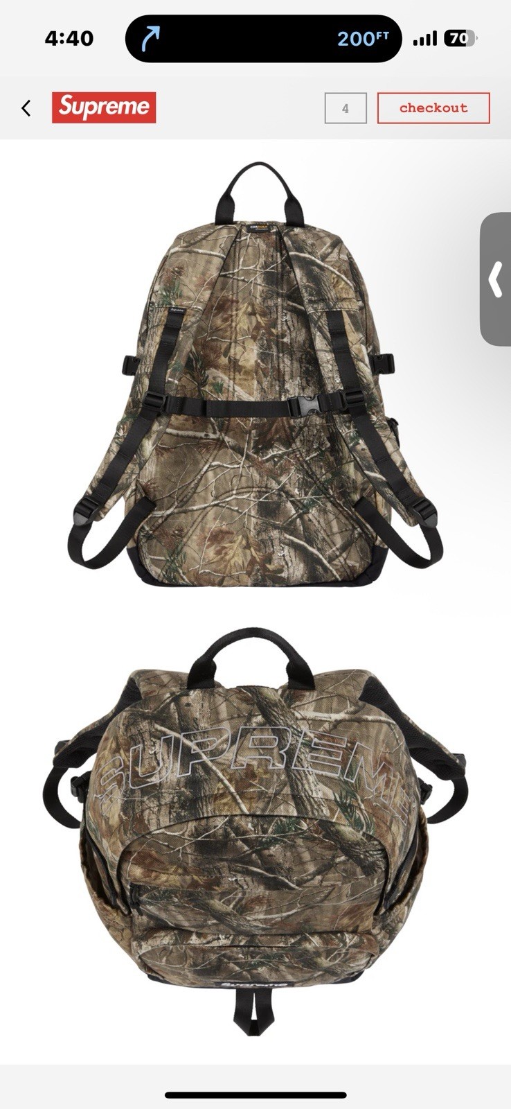 Supreme real tree camo timber denim cordura backpack