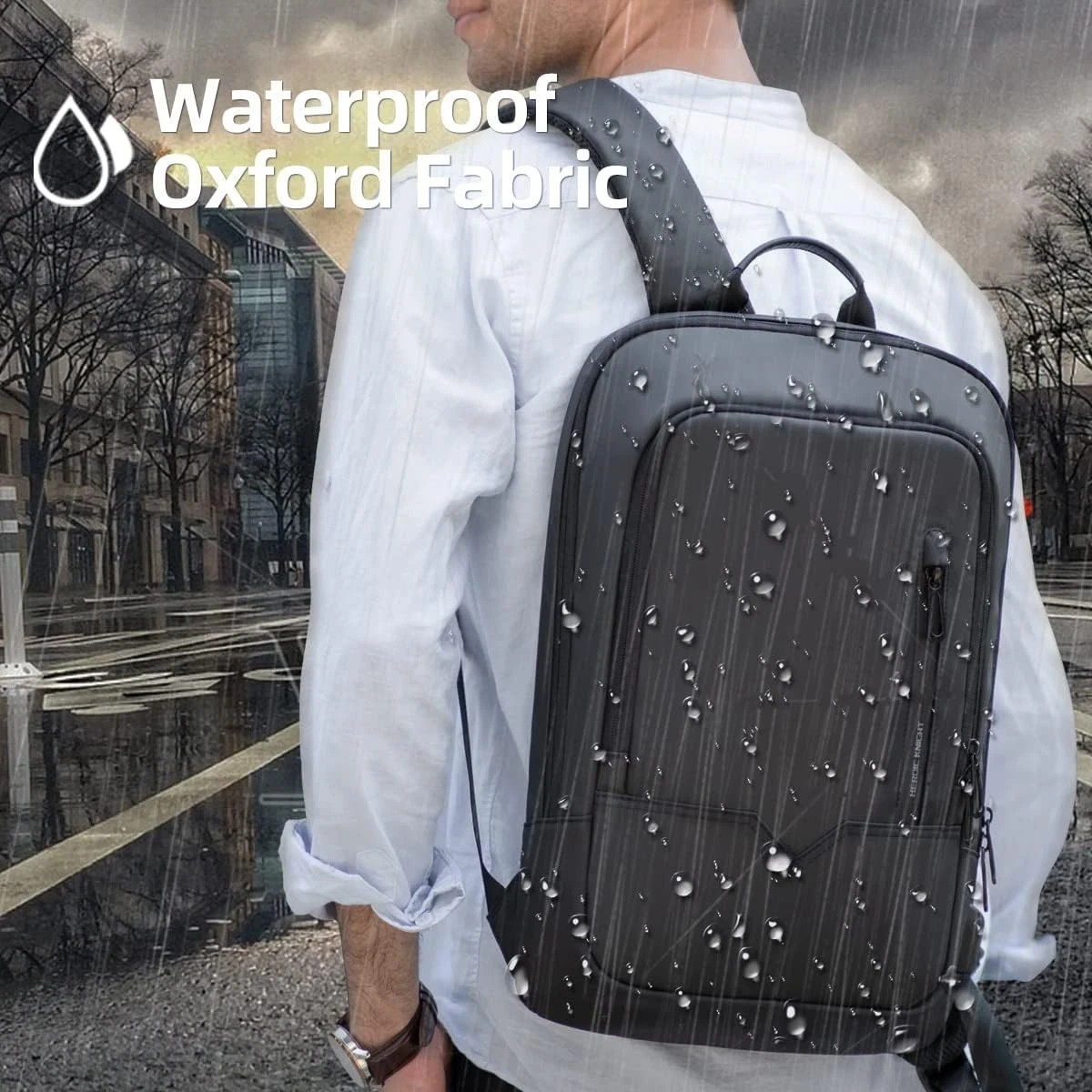 Backpack Men Business Slim Backpack W/ USB Charger Computer Lightweight
