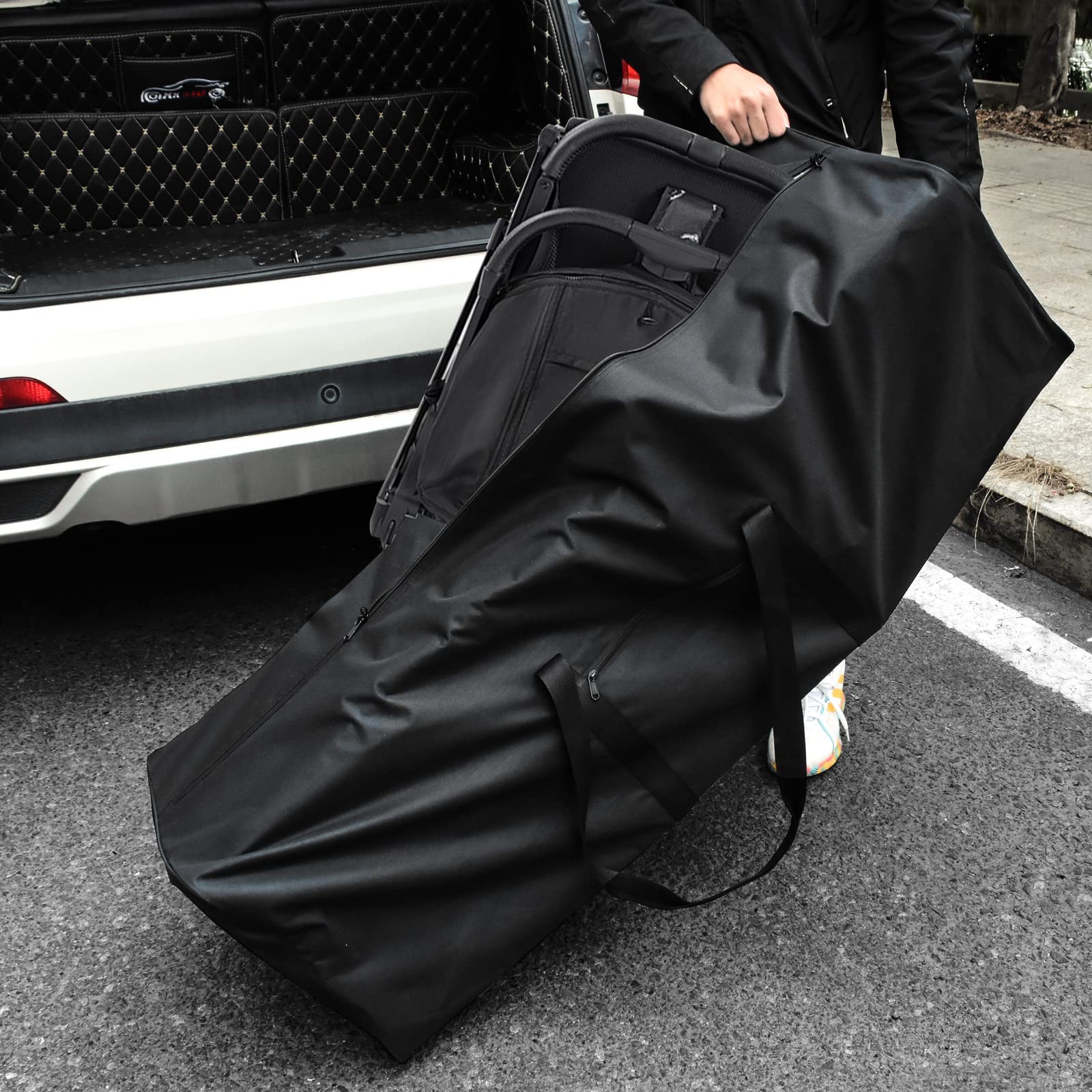 46 inch XL Travel Duffle Bag for Sports Equipment with Lockable Zippers Black