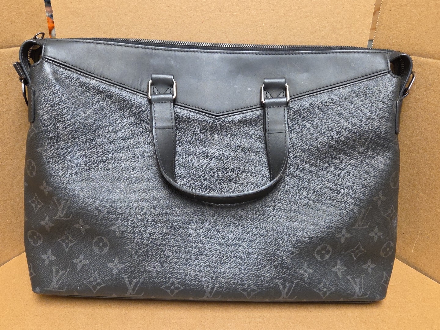 Louis Vuitton Monogram Eclipse Explorer Briefcase Black & Grey Monogram NO STRAP
