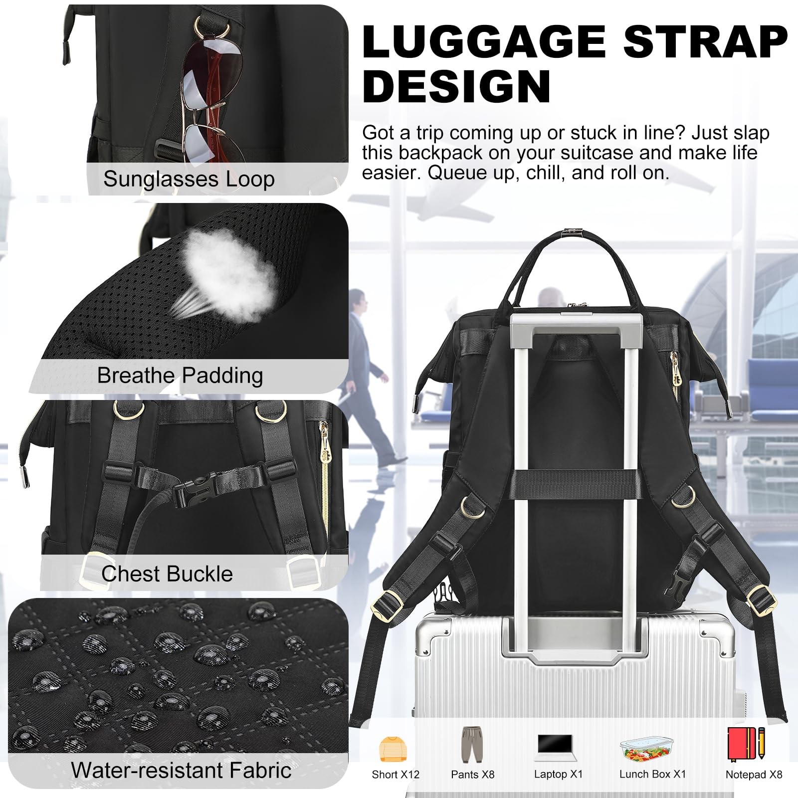 Lunch Backpack, 15.6 inch Laptop Backpack with Insulated Lunch Bag, Backpack …