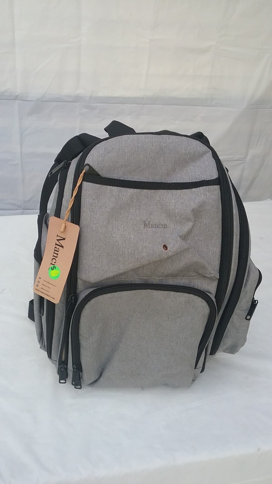 Mancro Backpack Gray Business, Travel, College, School, Bookbag Unisex