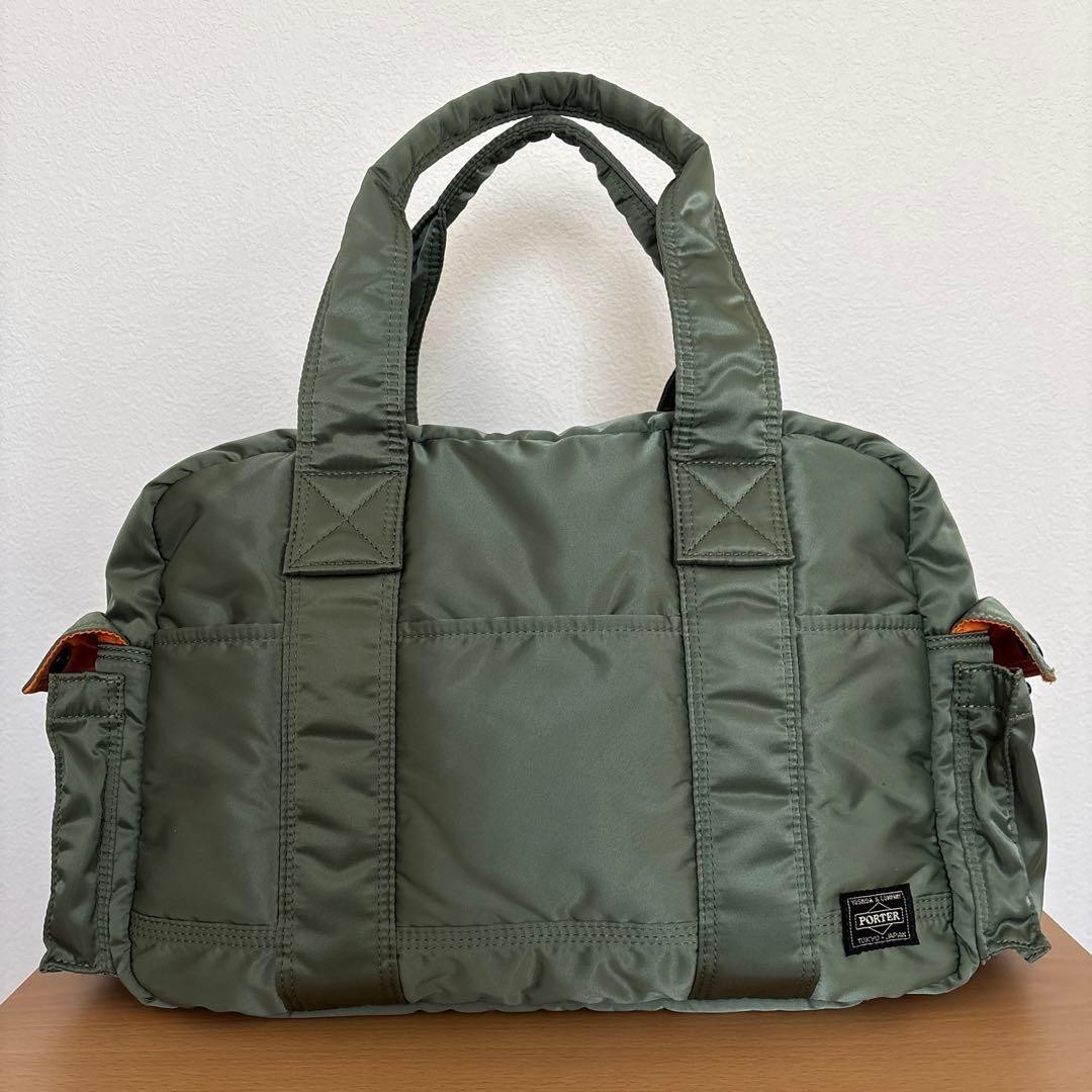 PORTER TANKER Boston Bag Duffle bag Sage green Khaki Nylon Yoshida Kaban