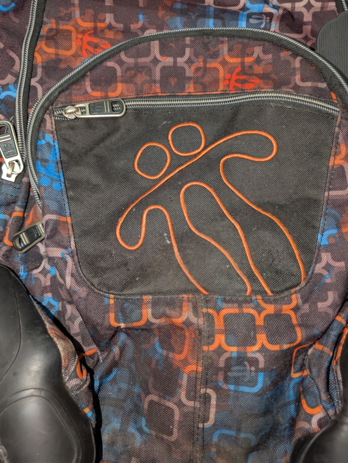 RARE TOTTO BACKPACK MULTICOLOR ORANGE BLACK BLUE ZIP BOOK BAG
