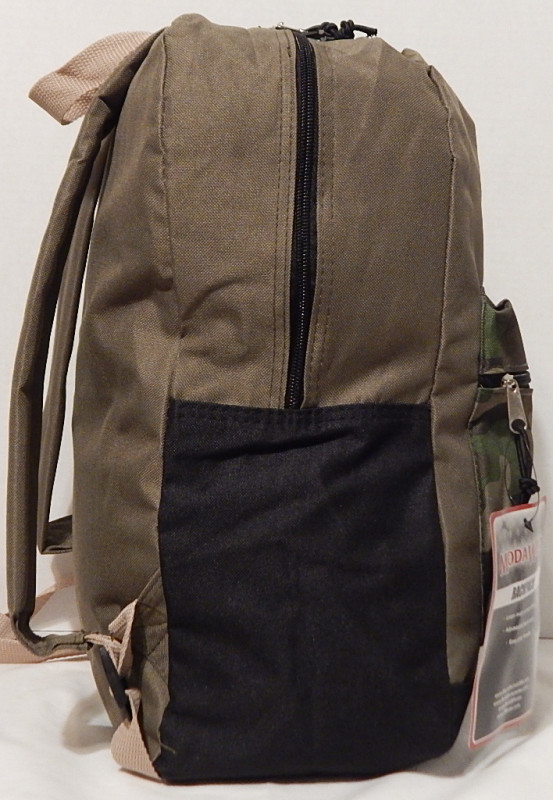 Backpack Basic Style Digital Camo Design Dark Green Black Trim 17 x 6 x 12