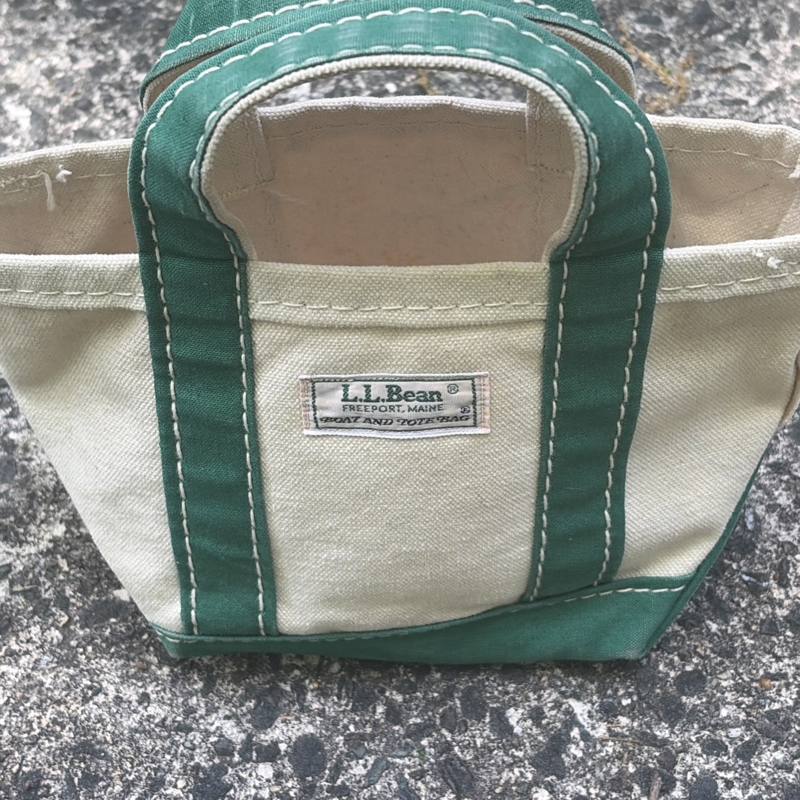 L.L. Bean Boat & Tote Mini Hand Bag Men Green Vintage 80s outside tag Micro