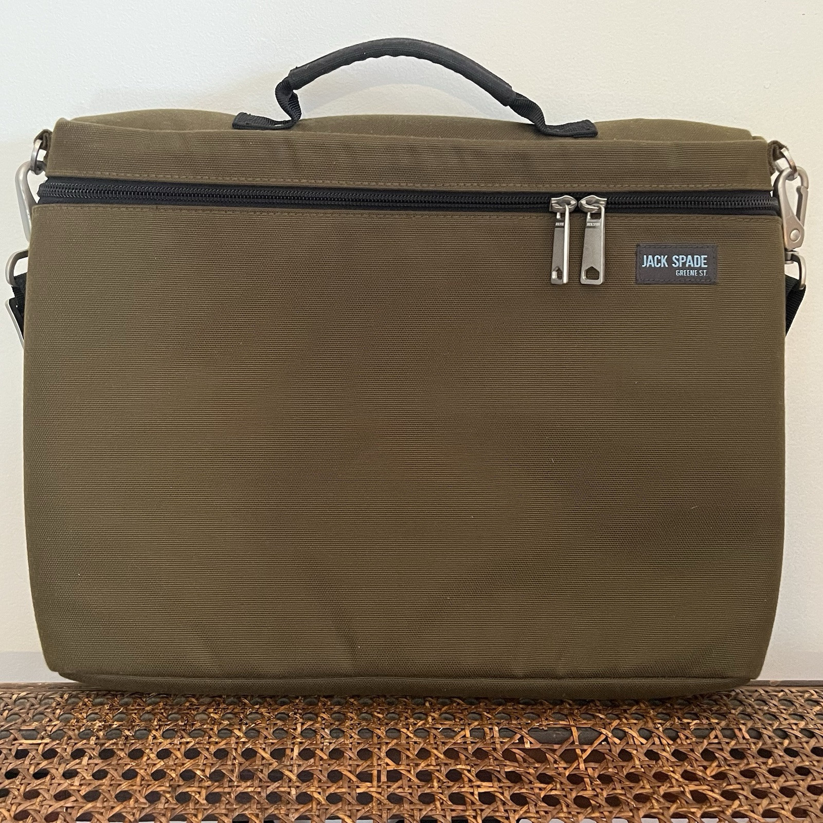 Jack Spade Olive Green And Orange Greene St NYC Laptop Messenger Bag