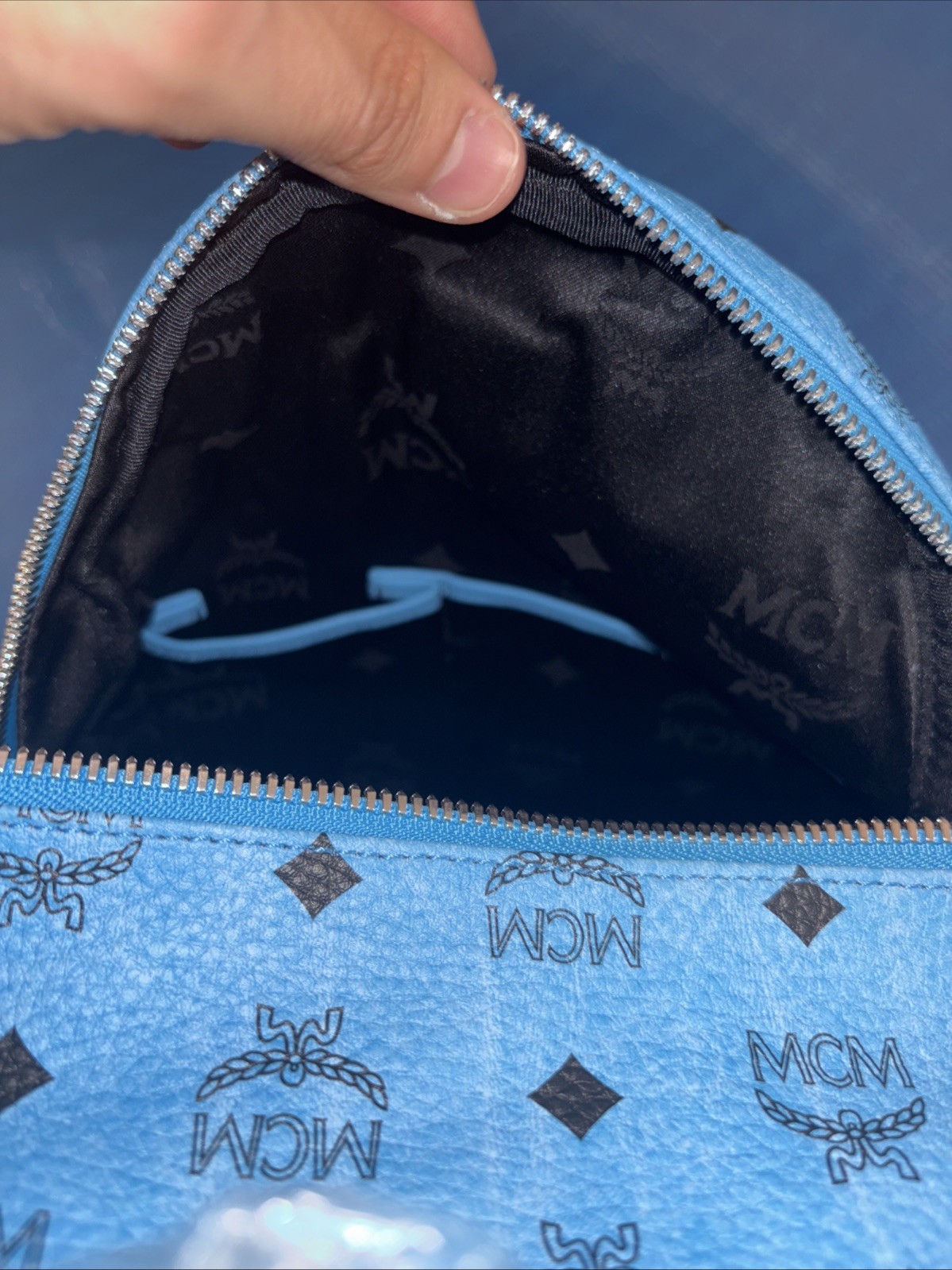 MCM NEW Medium Backpack – LIGHT BLUE (MMK7ASO78LL001) AUTHENTIC