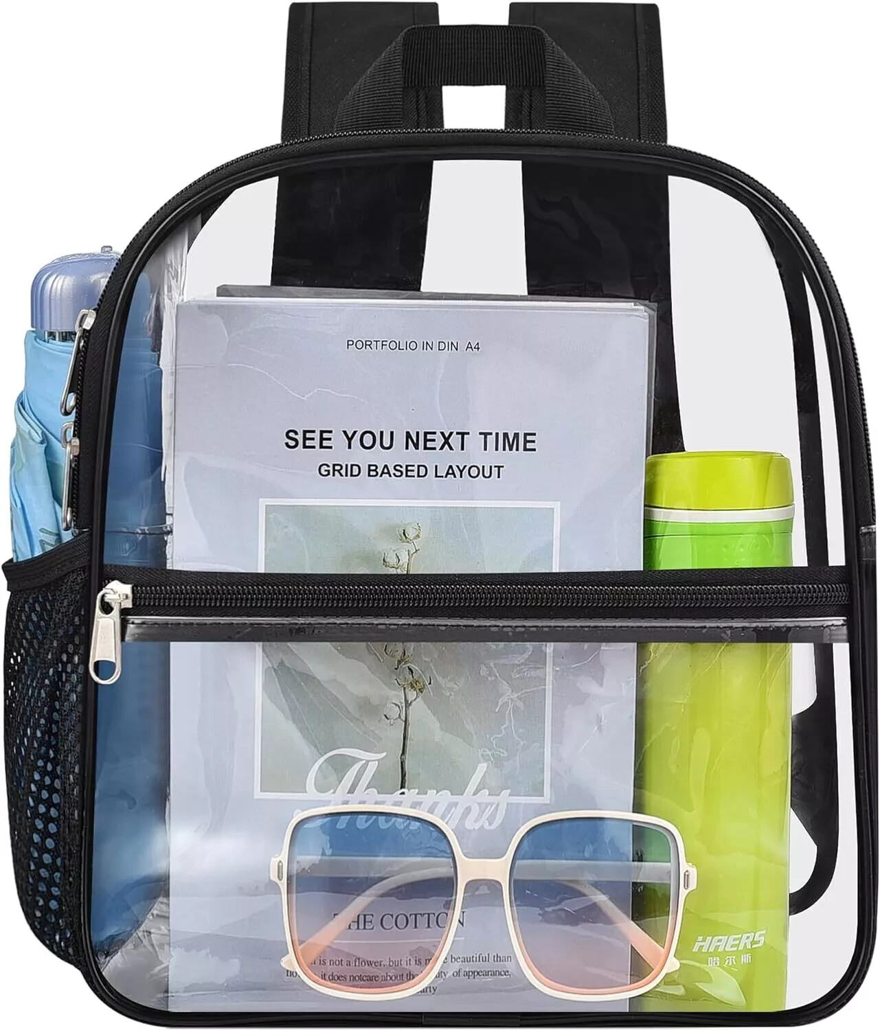 Clear Backpack for Stadium Events, 12x12x6 Small Plastic Small, Black
