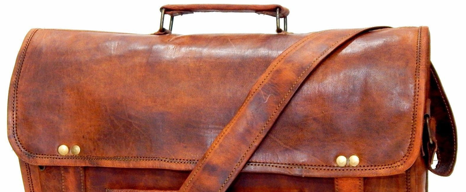 15″ distressed Real Handmade Leather messenger laptop computer case shoulder bag