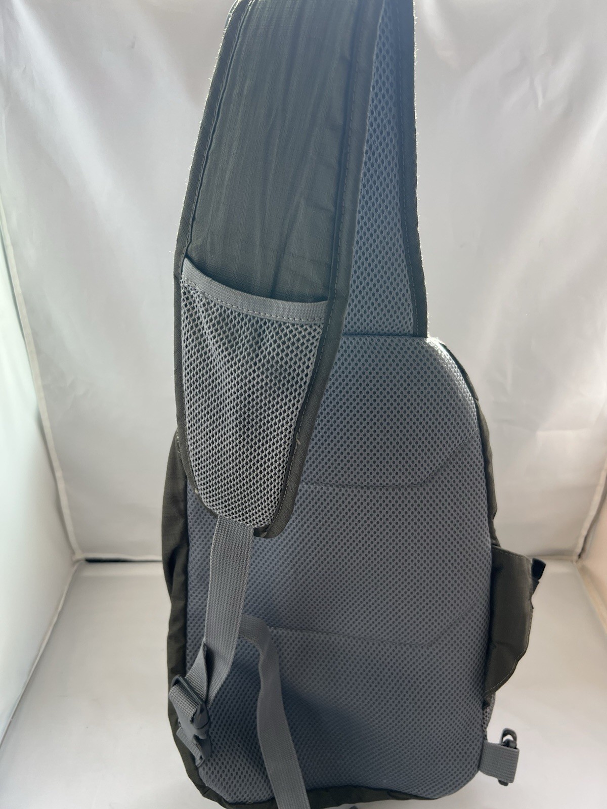Eddie Bauer Sling Backpack Dark Gray w/Light Gray Trim Crossbody Daypack Hiking