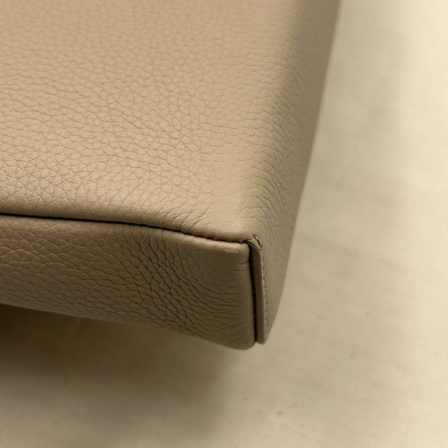 Loro Piana Extra Pouch L29 Grained Calfskin Warm Mastic Onyx Clutch Wristlet Bag