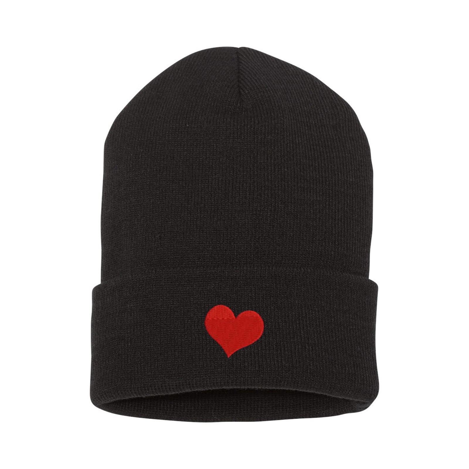 Red Heart embroidered beanie hat, custom embroidered winter beanie