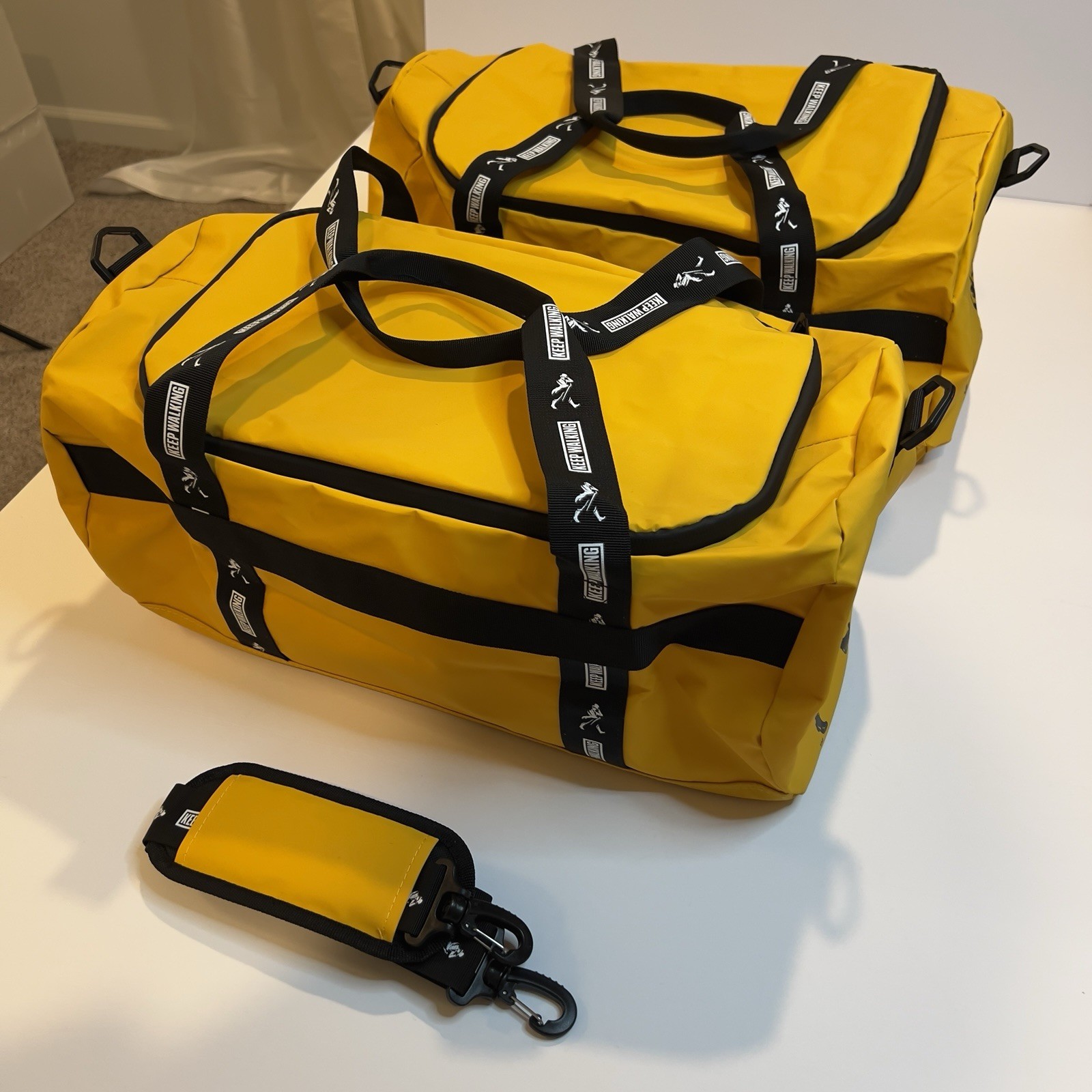 New Johnny Walker Keep Walking Duffle Bag Weekender Gym Bag Yellow & Black