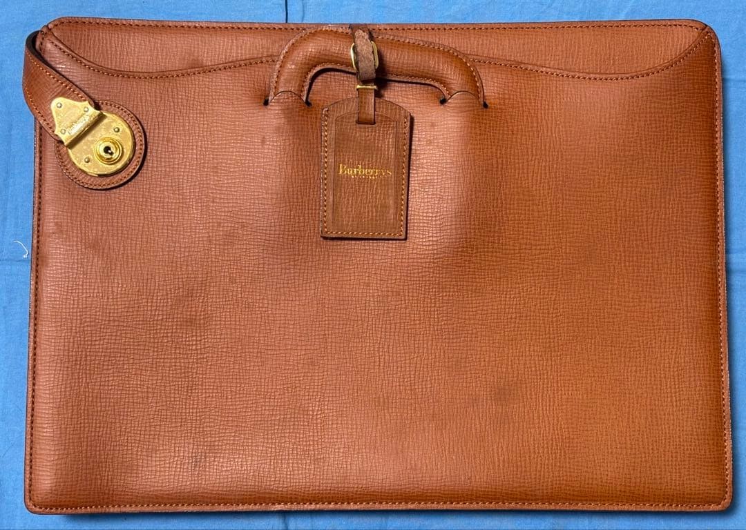 Burberrys Leather Briefcase Vintage Brown Business Bag 42cm/30cm Width