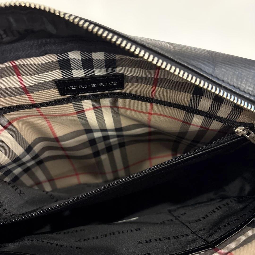Authentic Burberry Black Leather Shoulder Bag 31cm x 24.5cm x 6.5cm with Nova Ch