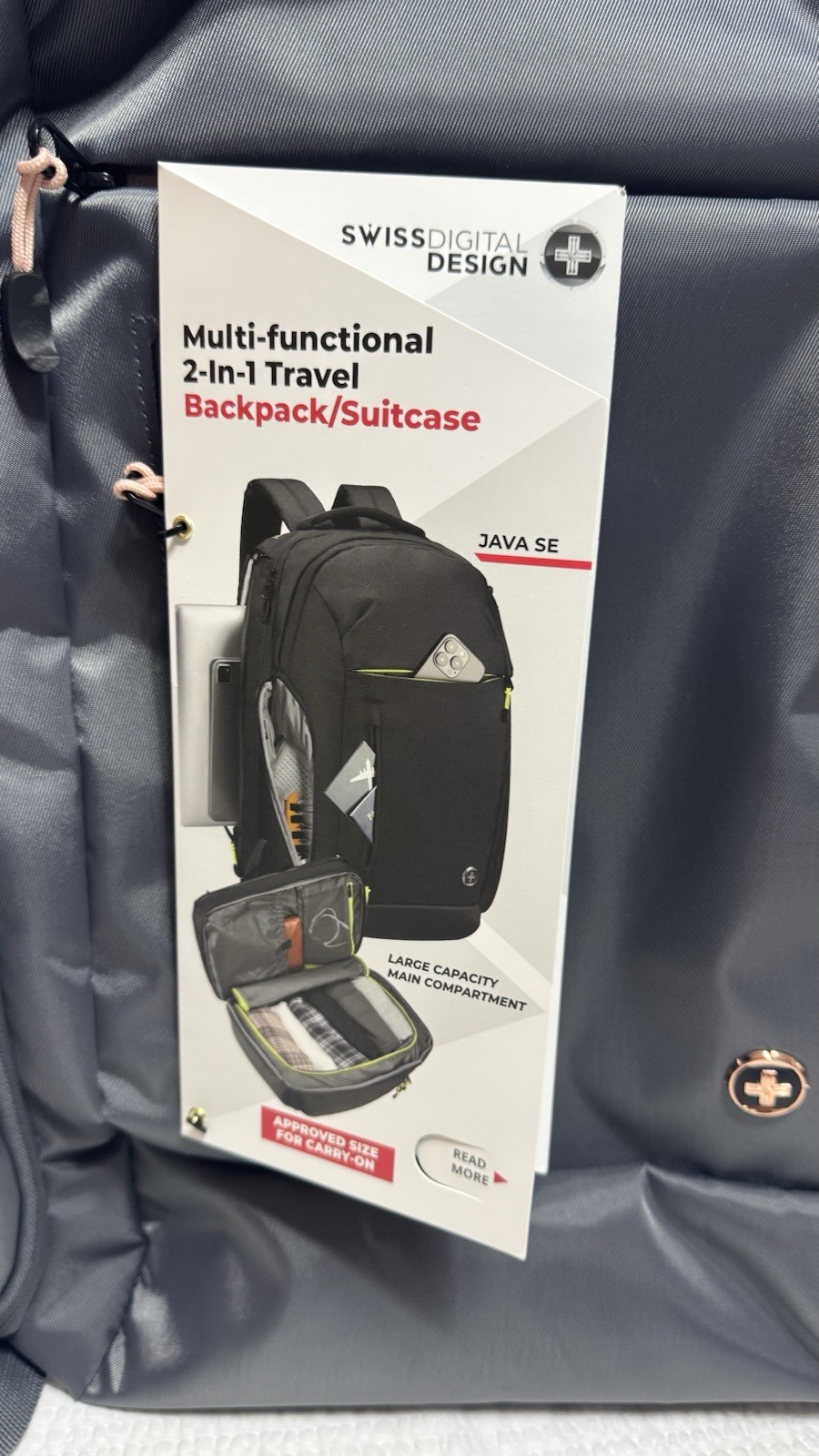 Swissdigital Design Java SE Multi-functional 2-In-1 Travel Backpack/Suitcase