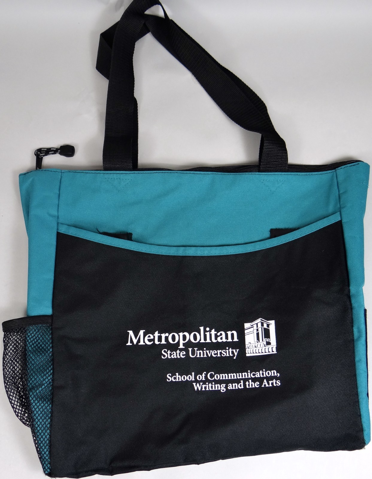 Canvas Tote Bag Metropolitan State University Zip Closure Flap Pen Pockets Zip