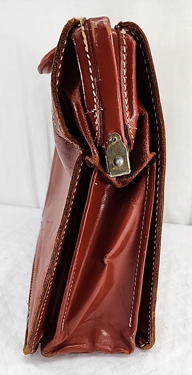 Rexbilt Split Cowhide Briefcase Bag Stay-Open Frame 17 “x 13” Leather Vintage