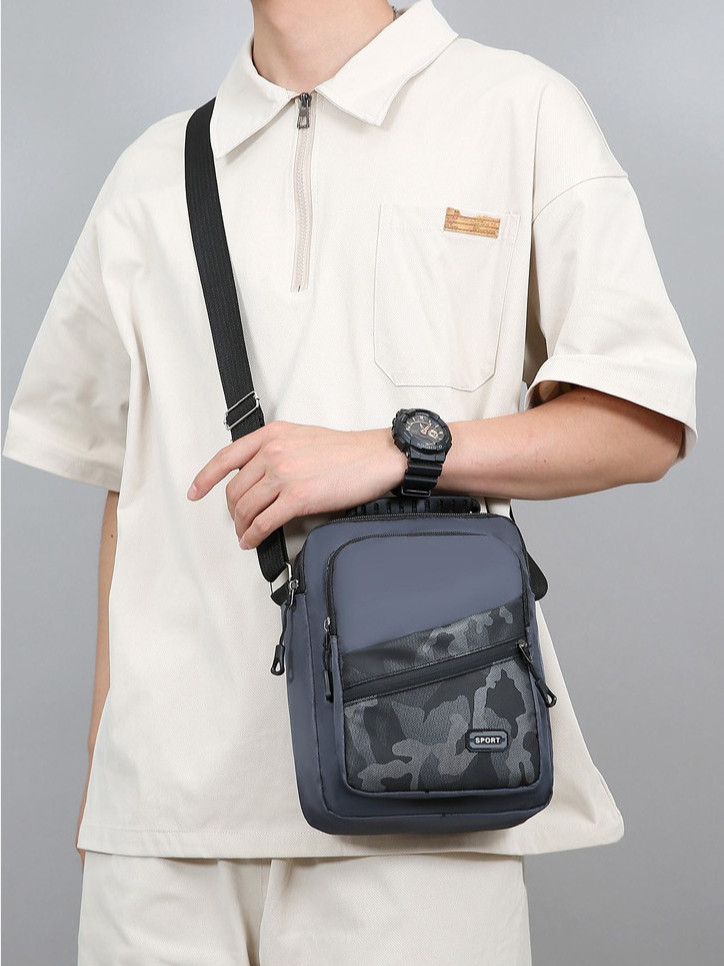 Men’s Navy Handbag Shoulder Bag Crossbody Casual Fashion Camouflage Style