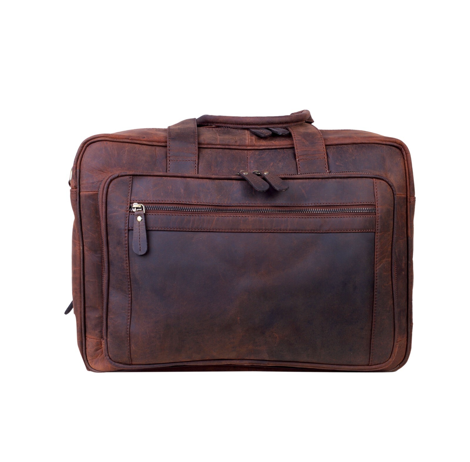 Classic Buff Leather Laptop Bag – Handmade Office Satchel, Brown