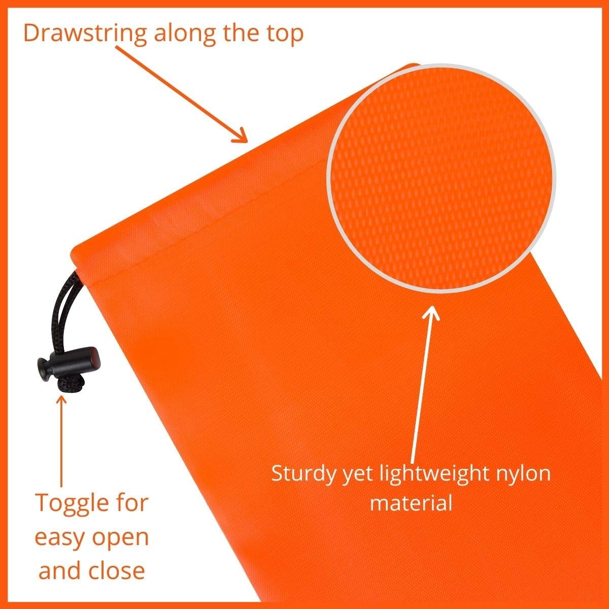 Drawstring Bag – Nylon Cinch and Ditty Stuff Pouch with Toggle (5 x 7-12 pack…