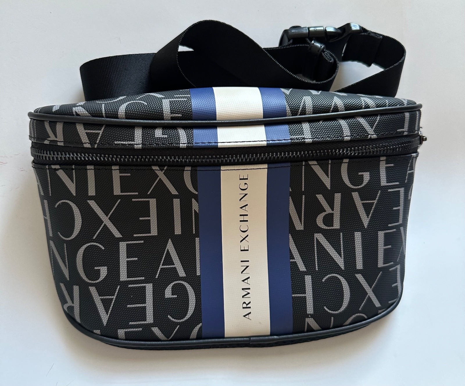 Armani Exchange A|X Logo Crossbody / Belt Bag Black Blue White – New Without Tag