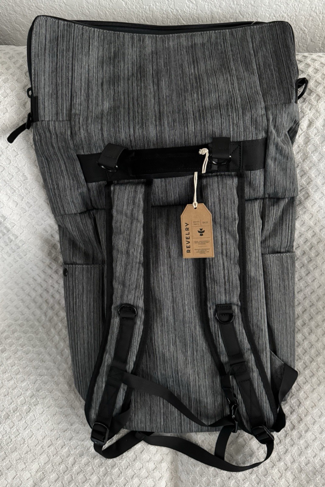 Revelry Drifter Smell Proof Rolltop 23L Backpack Striped Dark Grey Weedmaps NEW