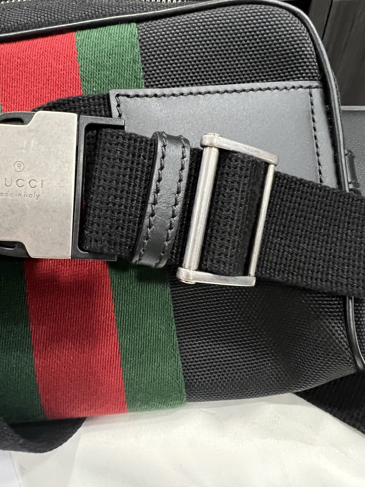 Gucci Techno Web Stripe Belt Bag W/Duster & Authenticity Retail $1400