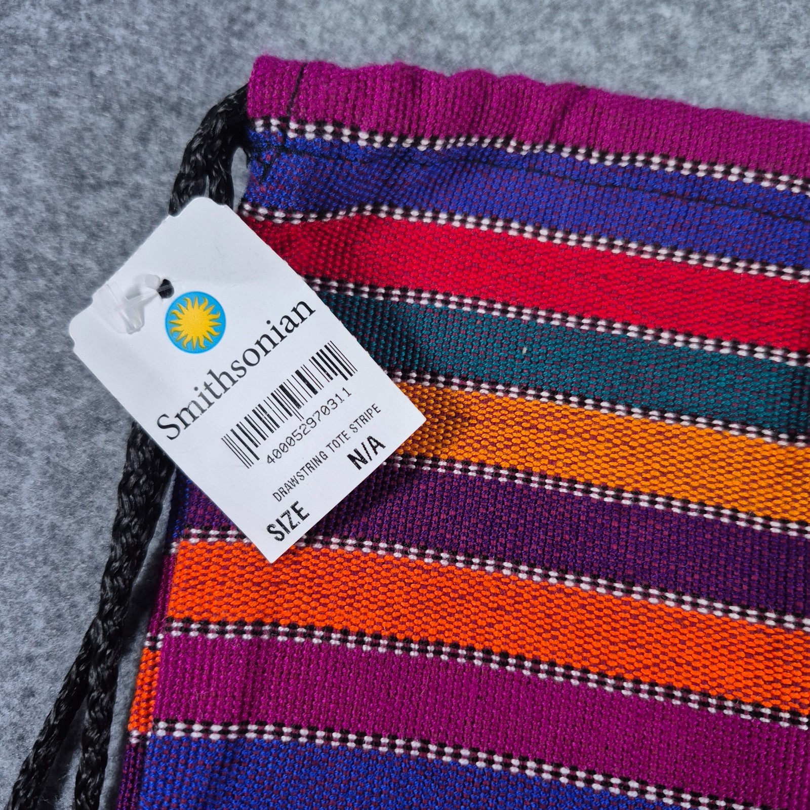 NEW Smithsonian Drawstring Backpack Technicolor Boho Vibrant Bold
