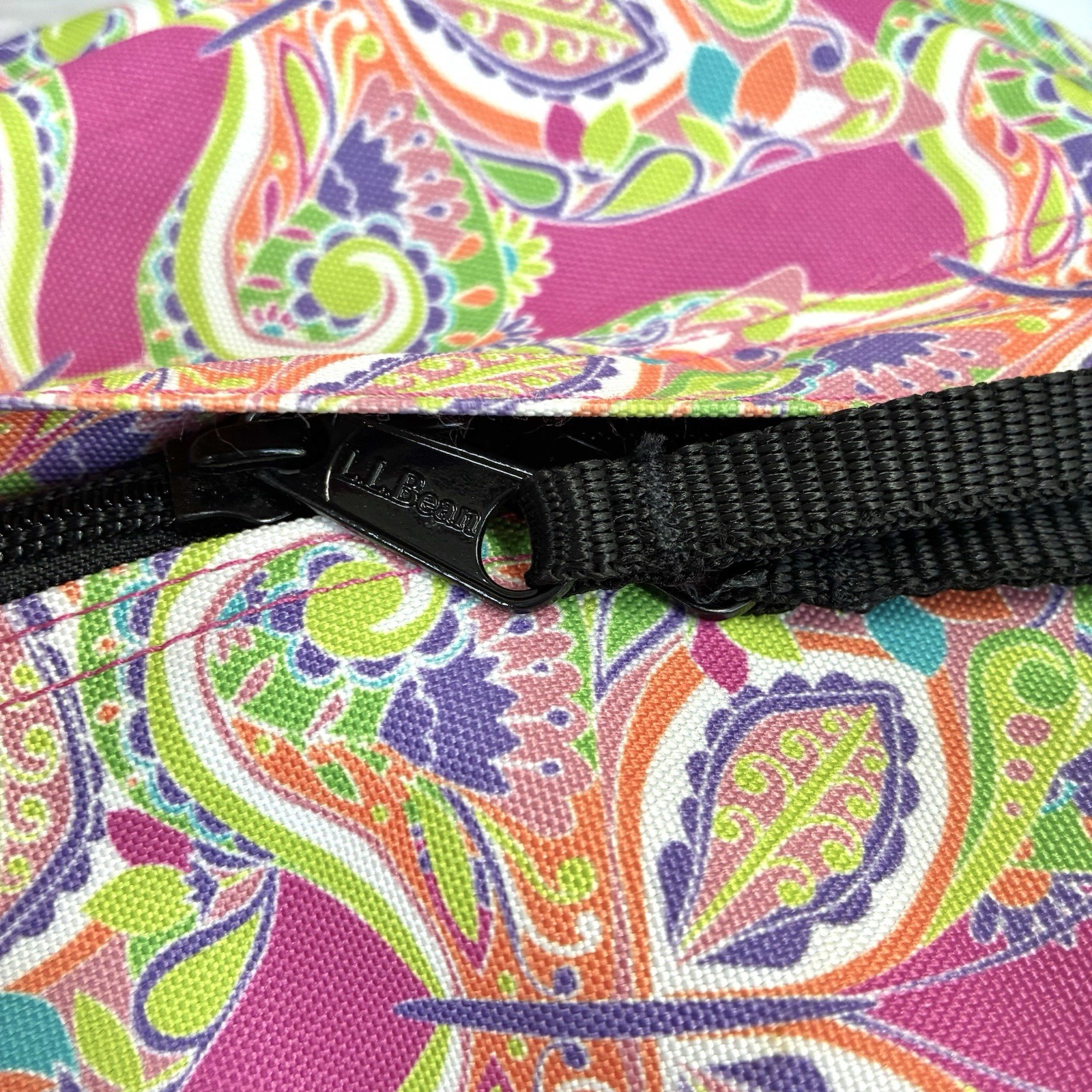 LL Bean Adventure Duffle Bag Small Paisley Butterfly Pink Carry On Tote Gym EUC