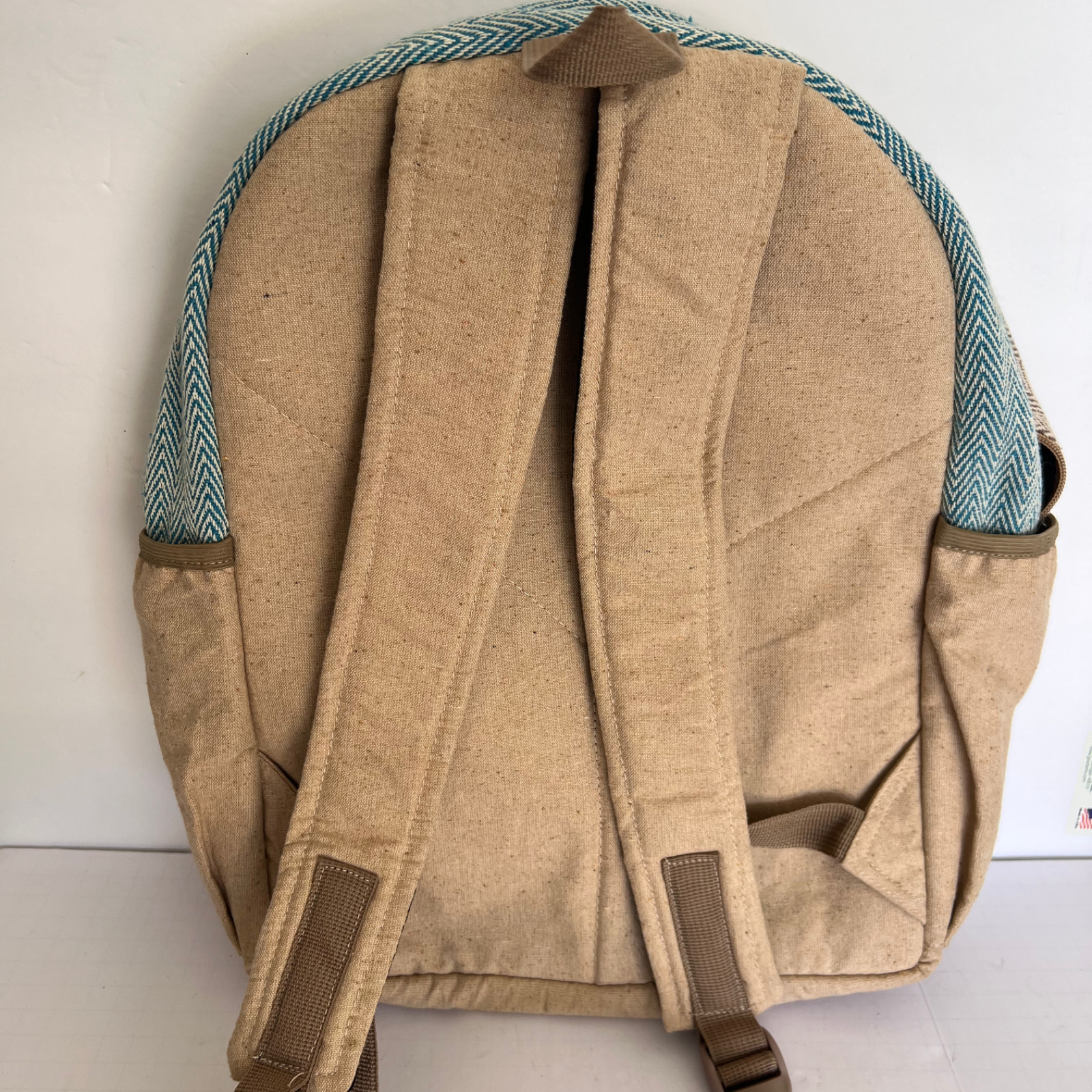 Himalayan Hemp THC Free Backpack Made in Nepal Boho Woven Dolphin Hippie Bag