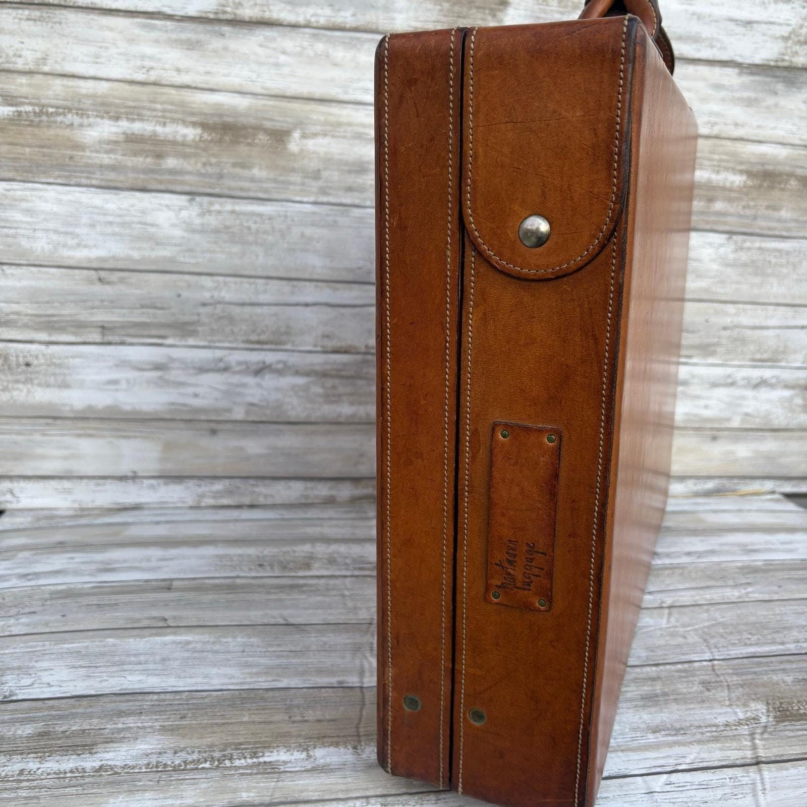 VTG Hartmann Belting Leather Briefcase Attache Brown Organizer 4″
