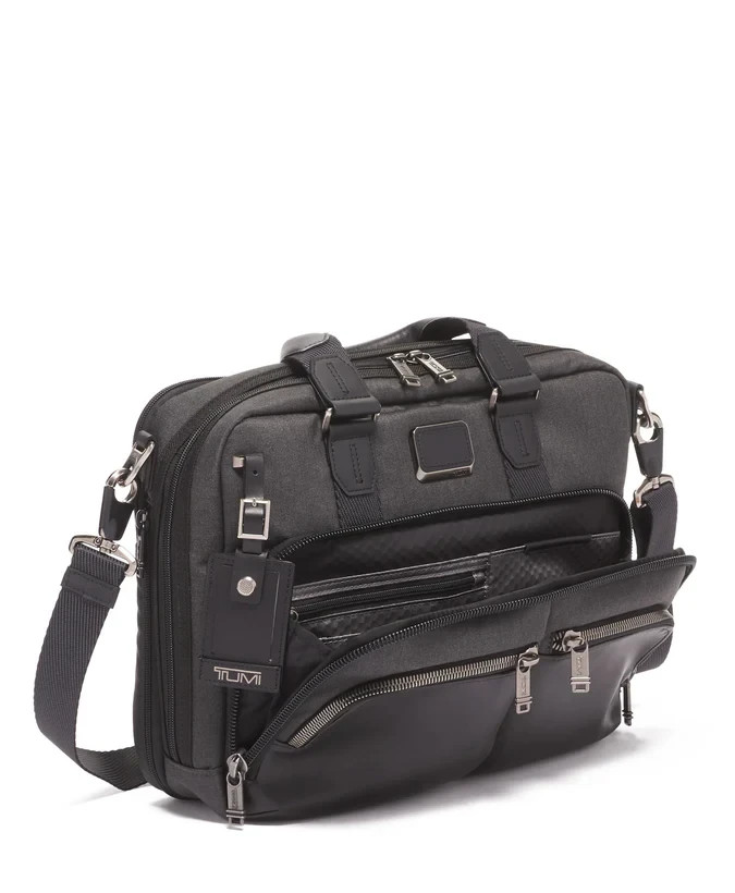 TUMI Alpha Bravo Albany Slim Commuter Brief Black Nylon Ballistic Leather EUC