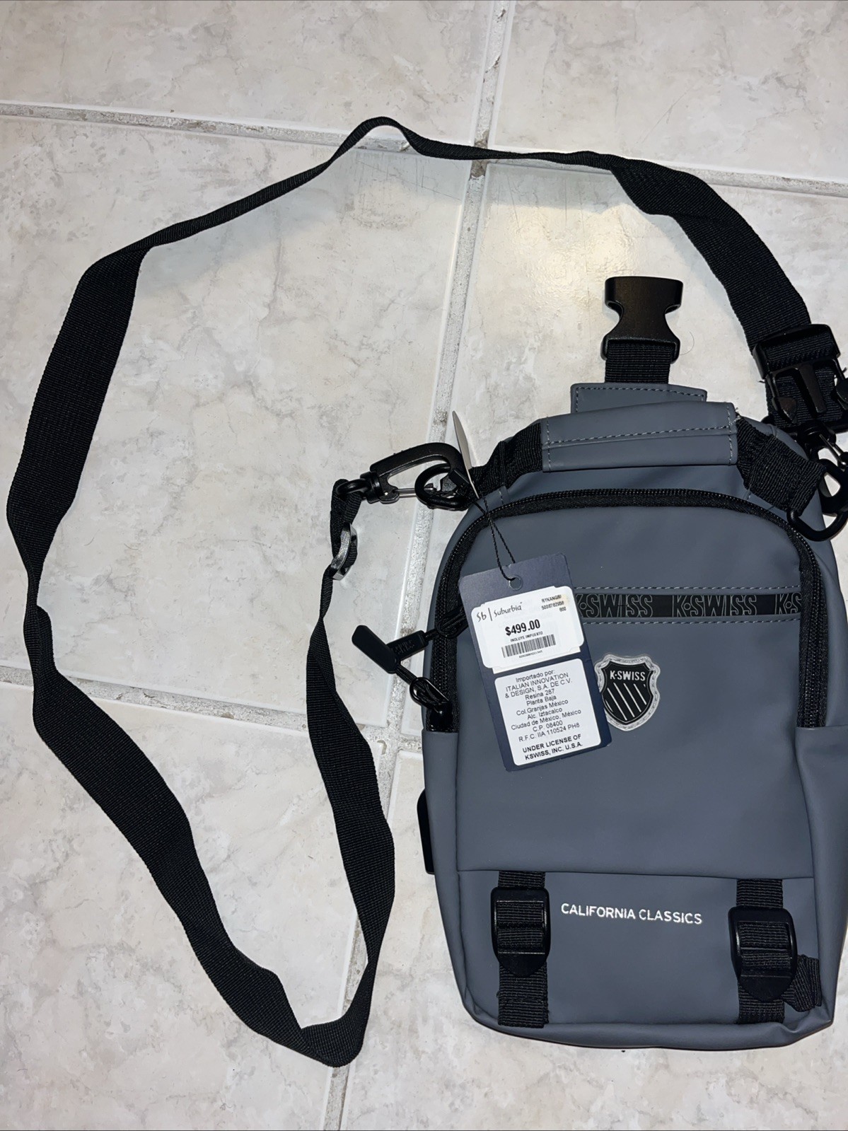K Swiss Fanny Pack ITALIAN INNOVATION New Gray California Classics￼
