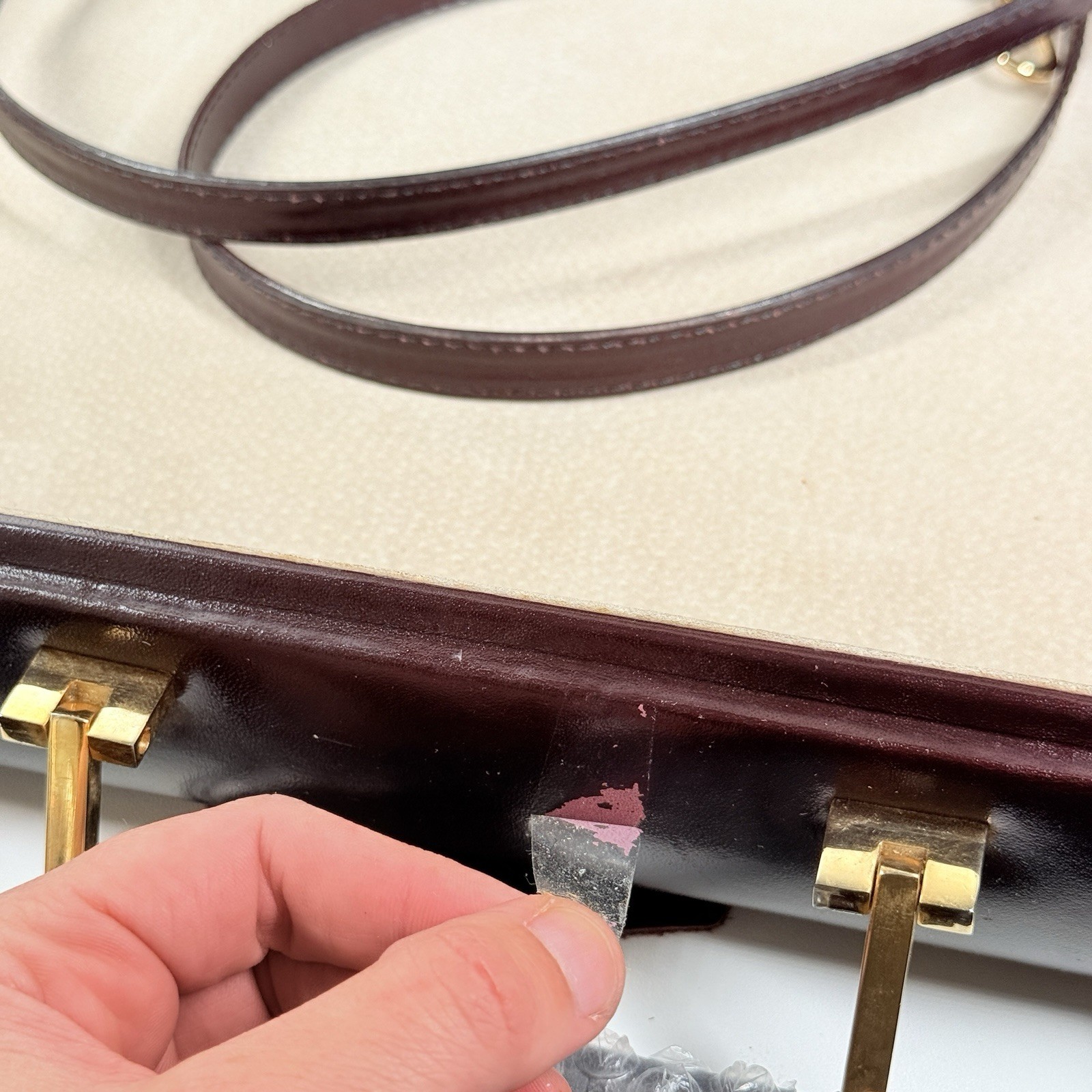 Amiet Burgundy/Maroon Leather Briefcase Combination Locks 17×13” With Tags