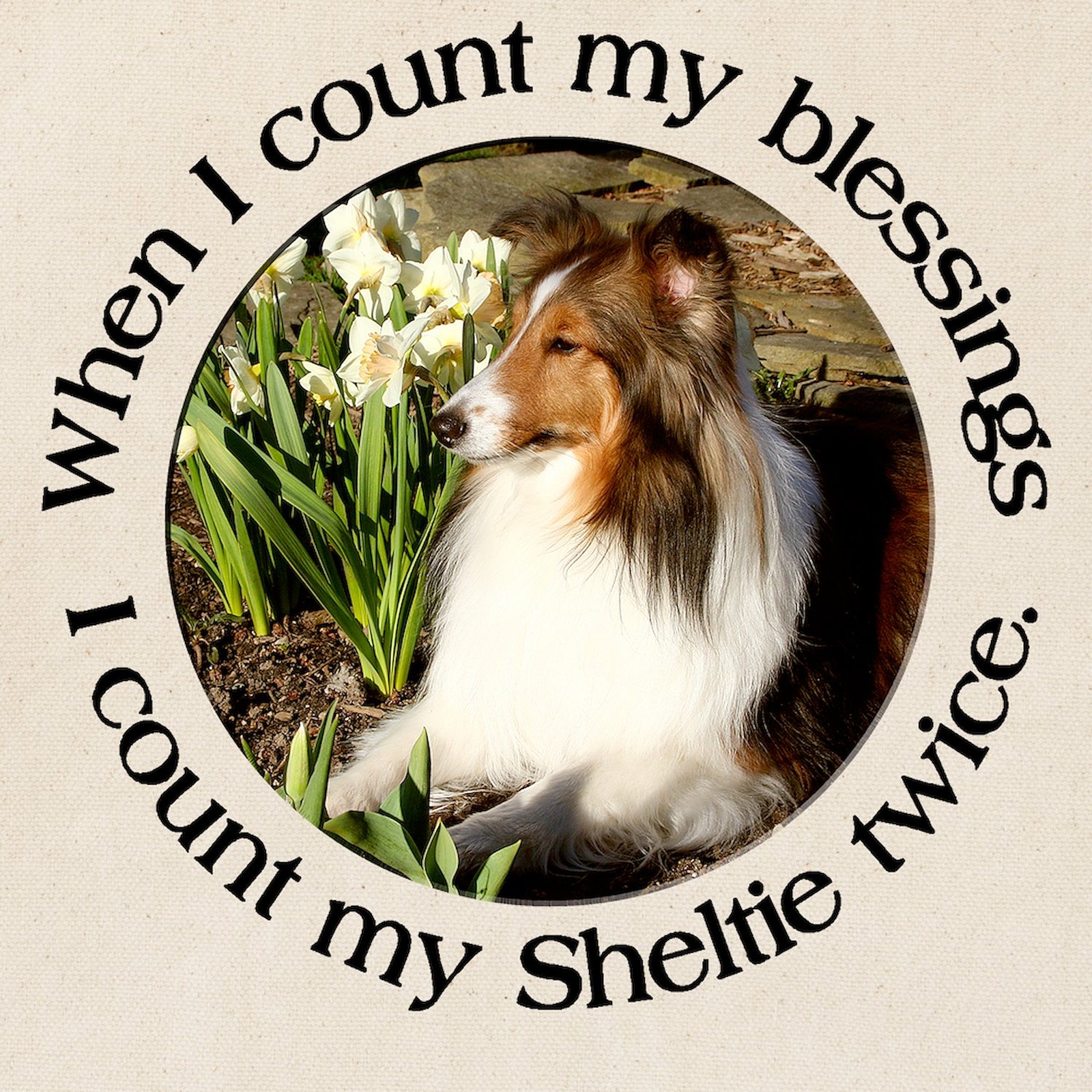CafePress Sheltie Spring Natural Canvas Tote Bag, Cloth Shopping Bag (127222783)