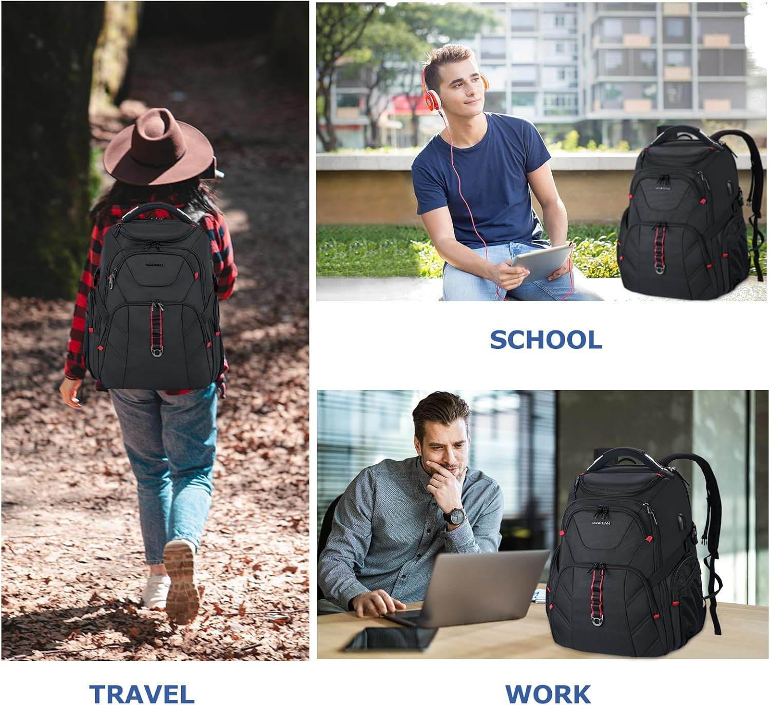 17.3” Travel Laptop Backpack TSA Friendly, Water Resistant Anti Theft Extra Lar