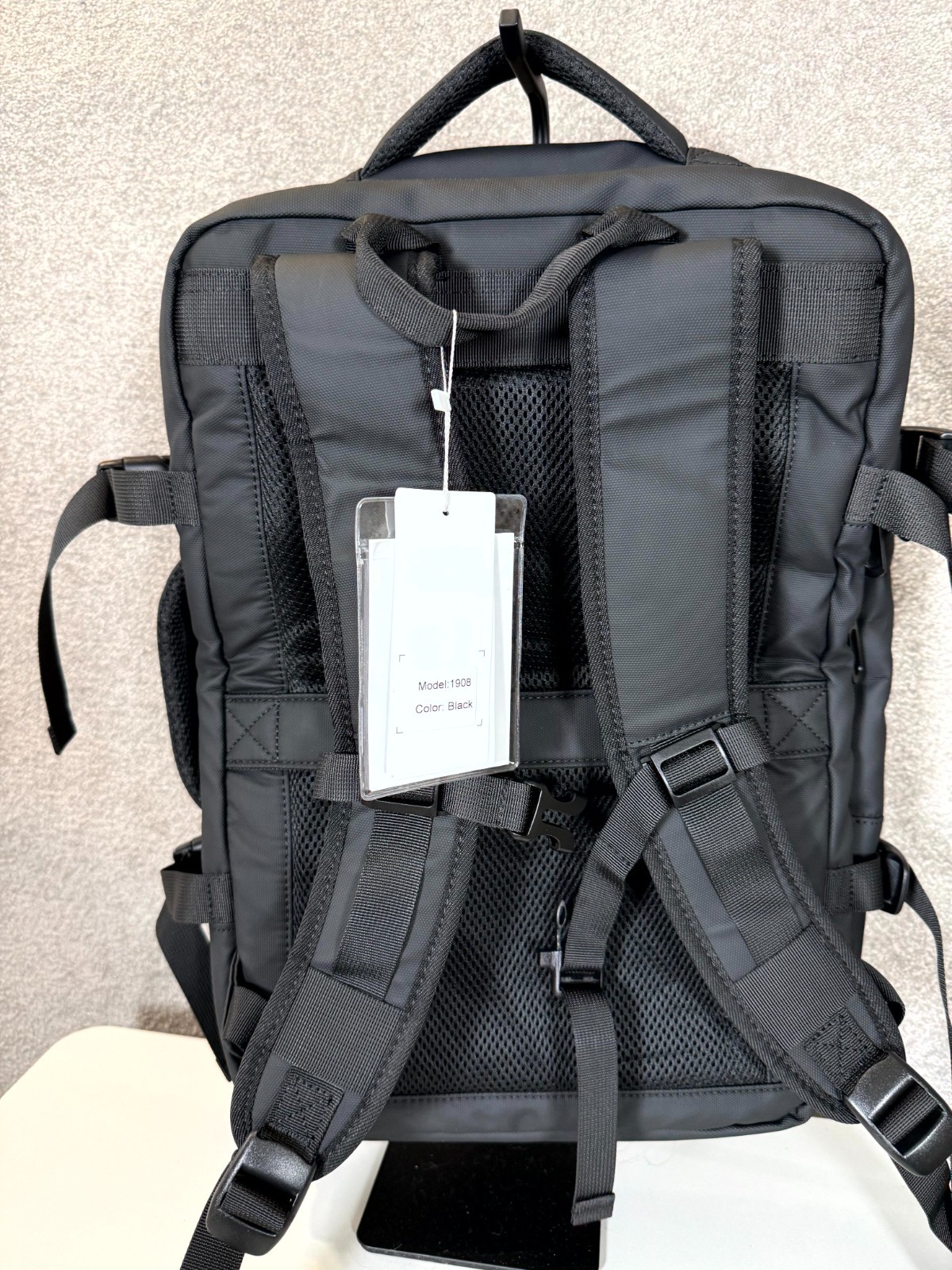 BANGE 45L Expandable Backpack Black Water Resistant Travel College Laptop Bag