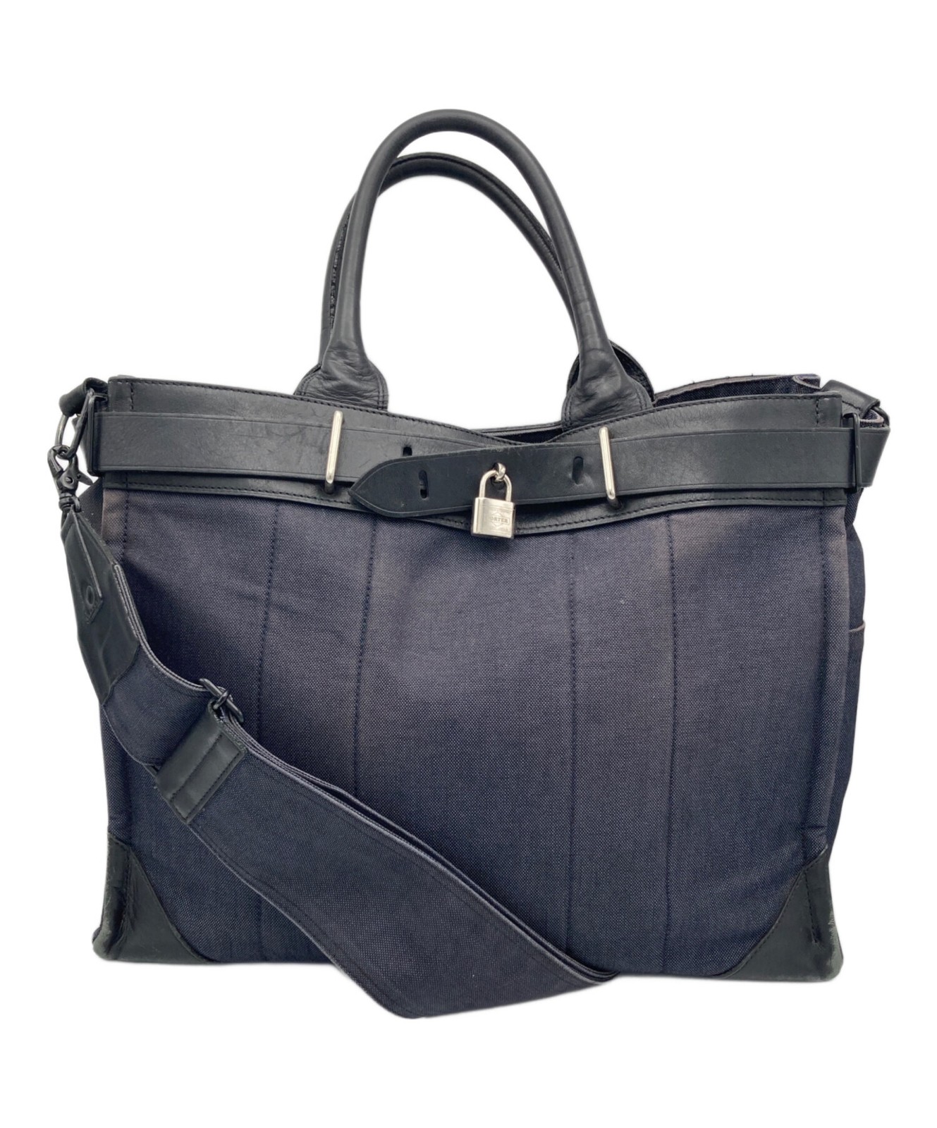 PORTER FORK 2WAY TOTE BAG L Navy Authentic From Japan