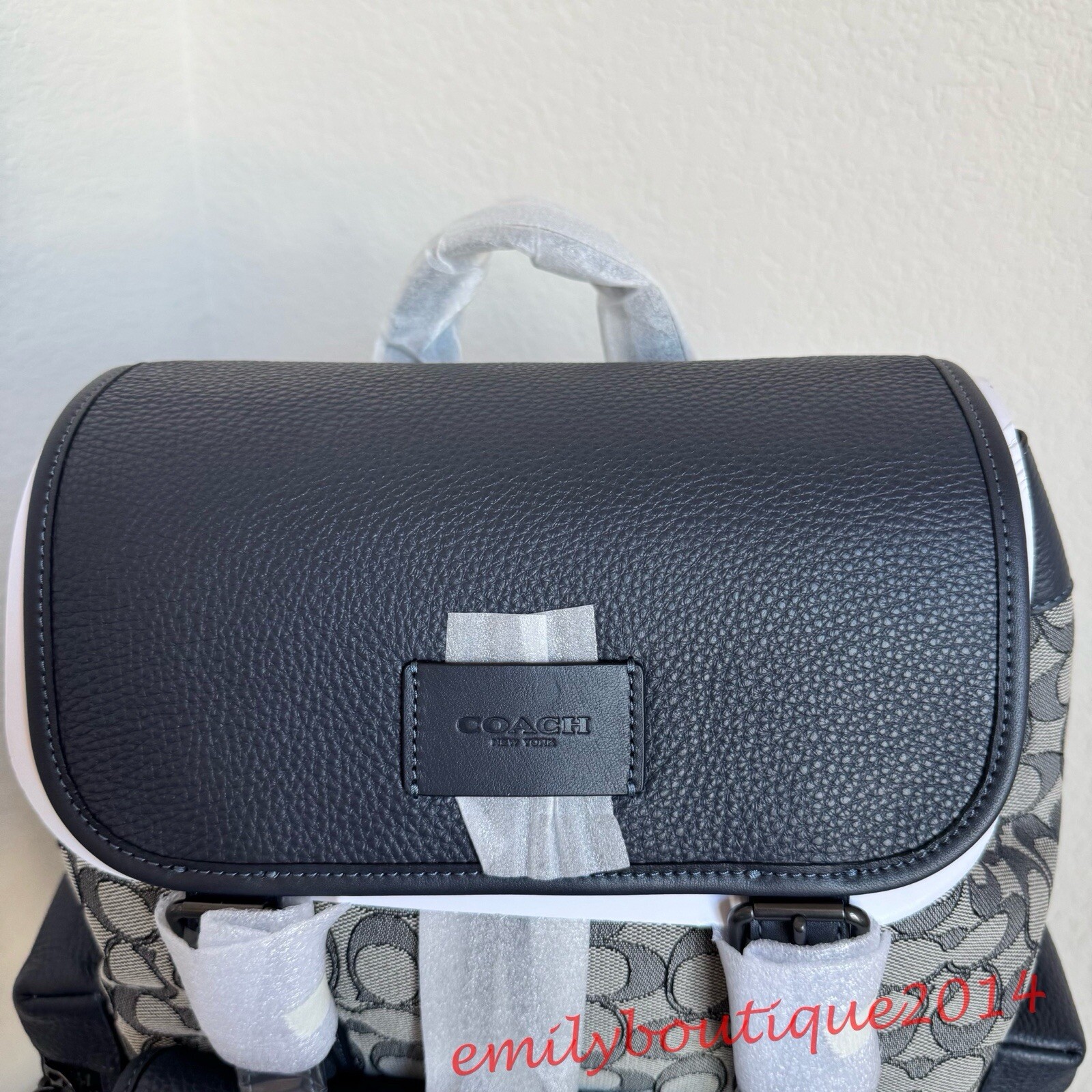 Coach CE523 Men’s Spring Backpack In Signature Jacquard Navy Midnight Blue Bag