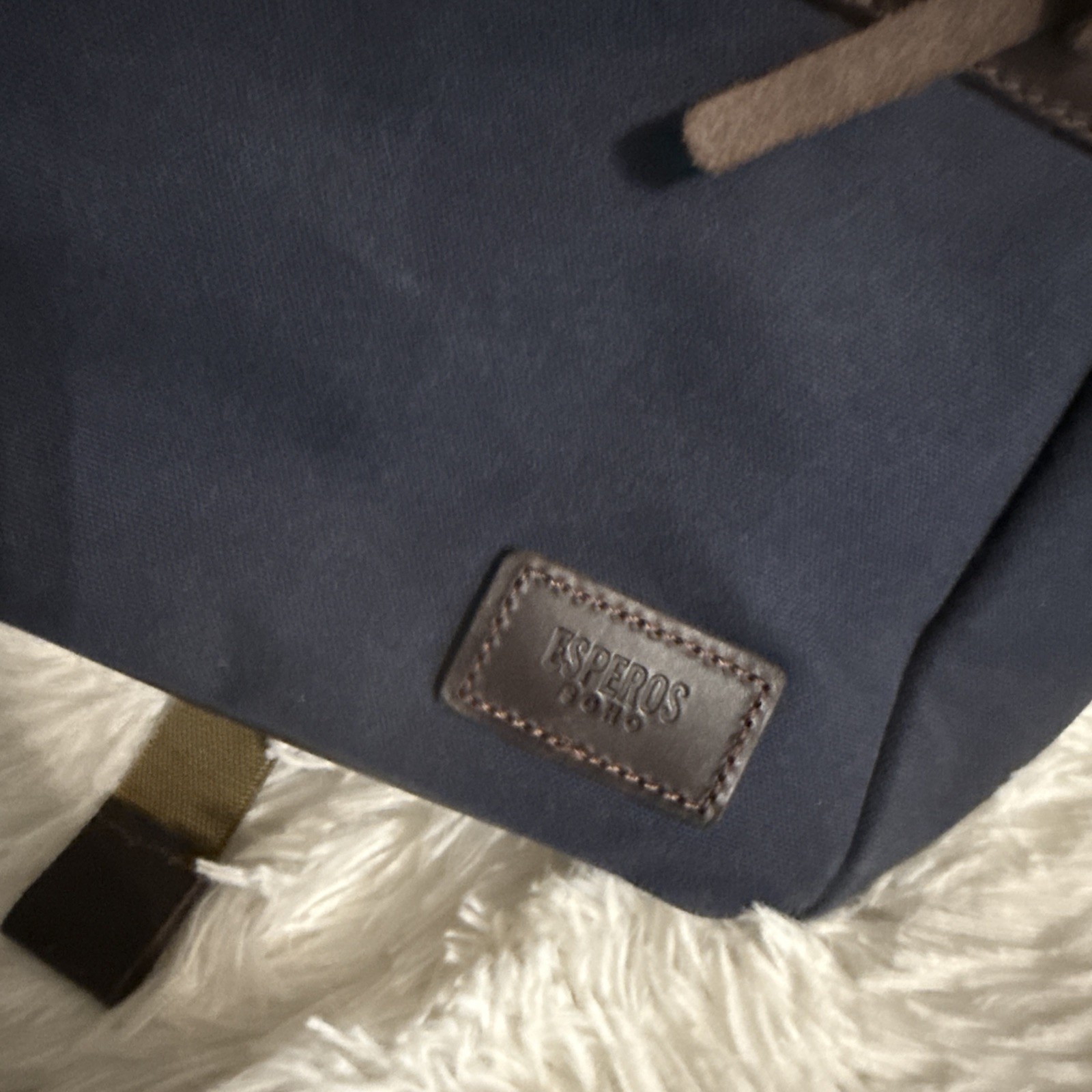 Esperos Soho Rolltop Backpack Navy Canvas Leather Straps USA Made Laptop Bag