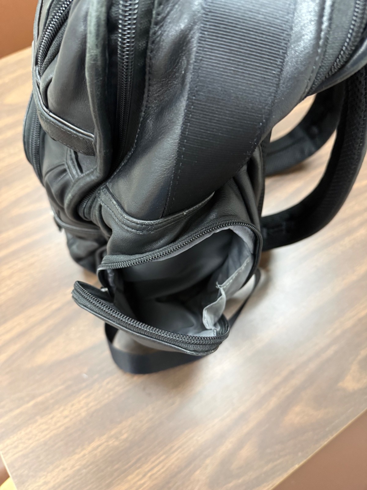 TUMI Alpha 3 Leather Brief Pack Backpack Black Leather