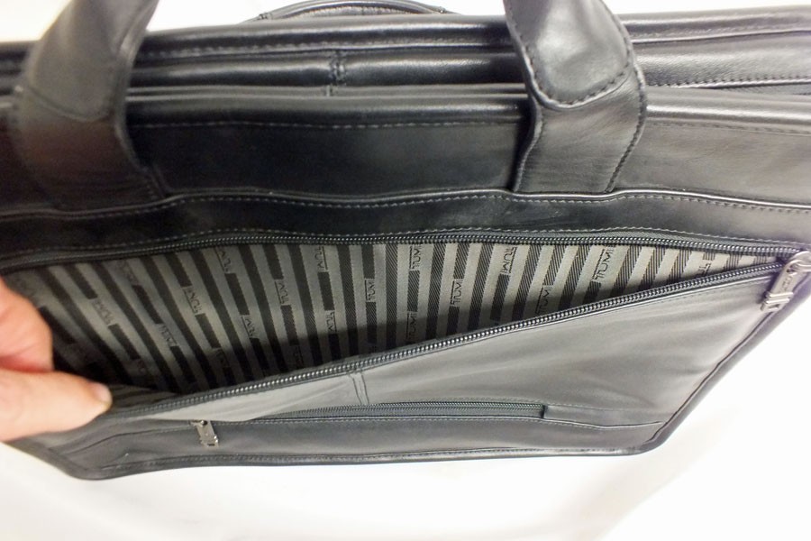 Vtg Tumi Alpha Padded Leather Laptop Organizer Briefcase Attache Black Case 16″