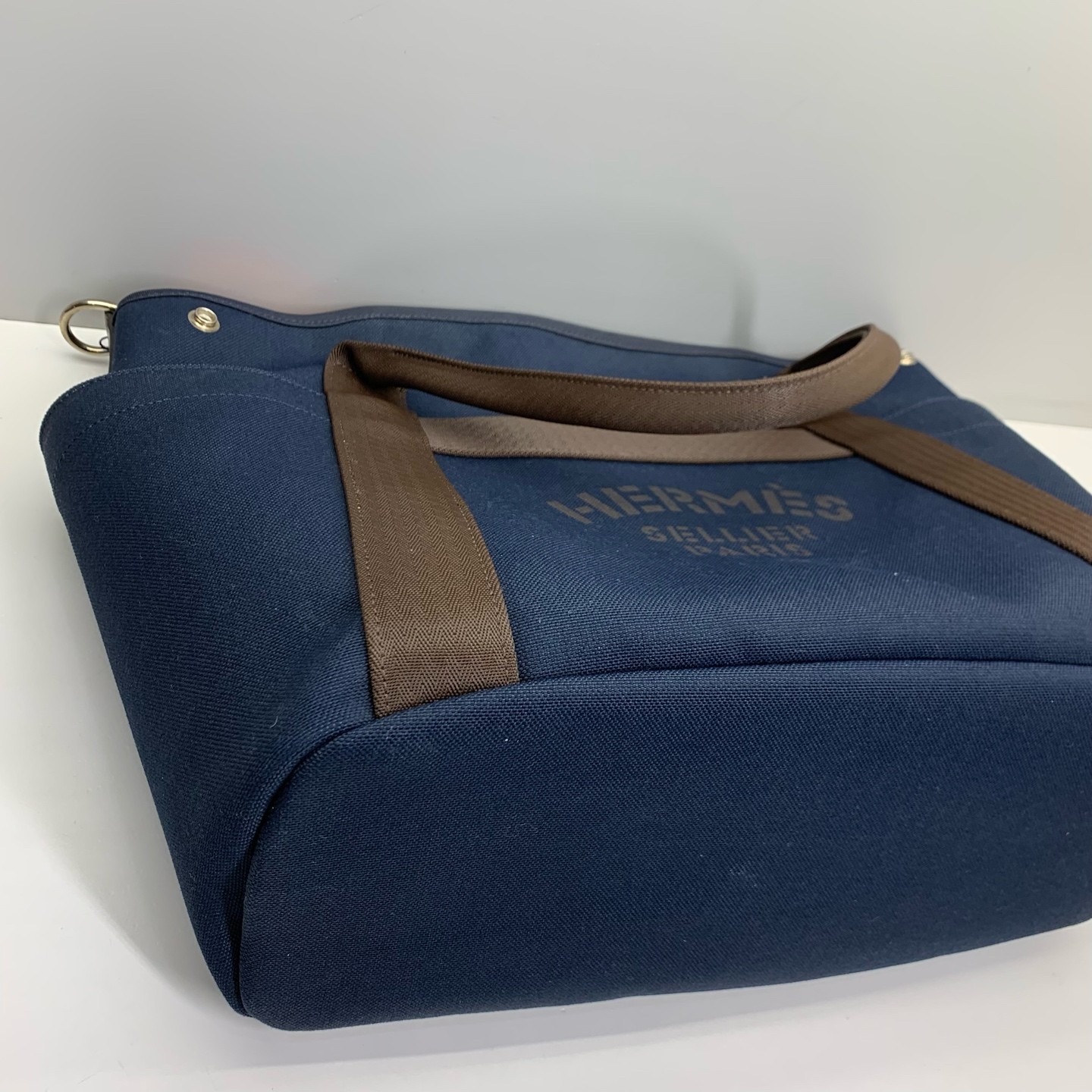 Hermes Pre-Owned Authentic Groom Bag Blue Canvas Crossbody Bag 39x32x16cm
