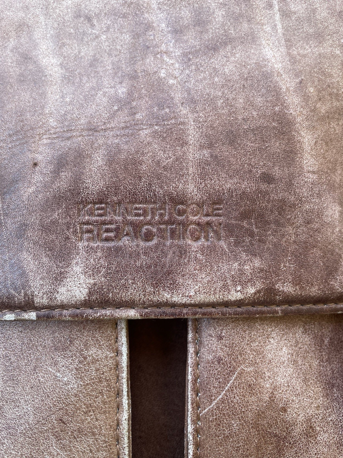Kenneth Cole Reaction Full-Grain Leather Briefcase Worn, A Bit Distressed