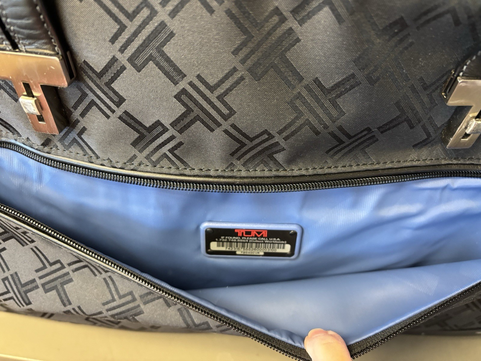 TUMI T Monogram Jacquard Upright carry on Rolling Duffle Bag